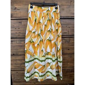 FARM Rio Yellow and Green Pepper Midi Skirt